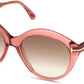 Tom Ford FT0763-F Maxine Round Sunglasses 72F-72F - Shiny Transparent Antique Pink/ Gradient Brown Lenses