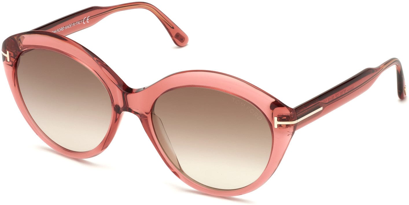 Tom Ford FT0763-F Maxine Round Sunglasses 72F-72F - Shiny Transparent Antique Pink/ Gradient Brown Lenses