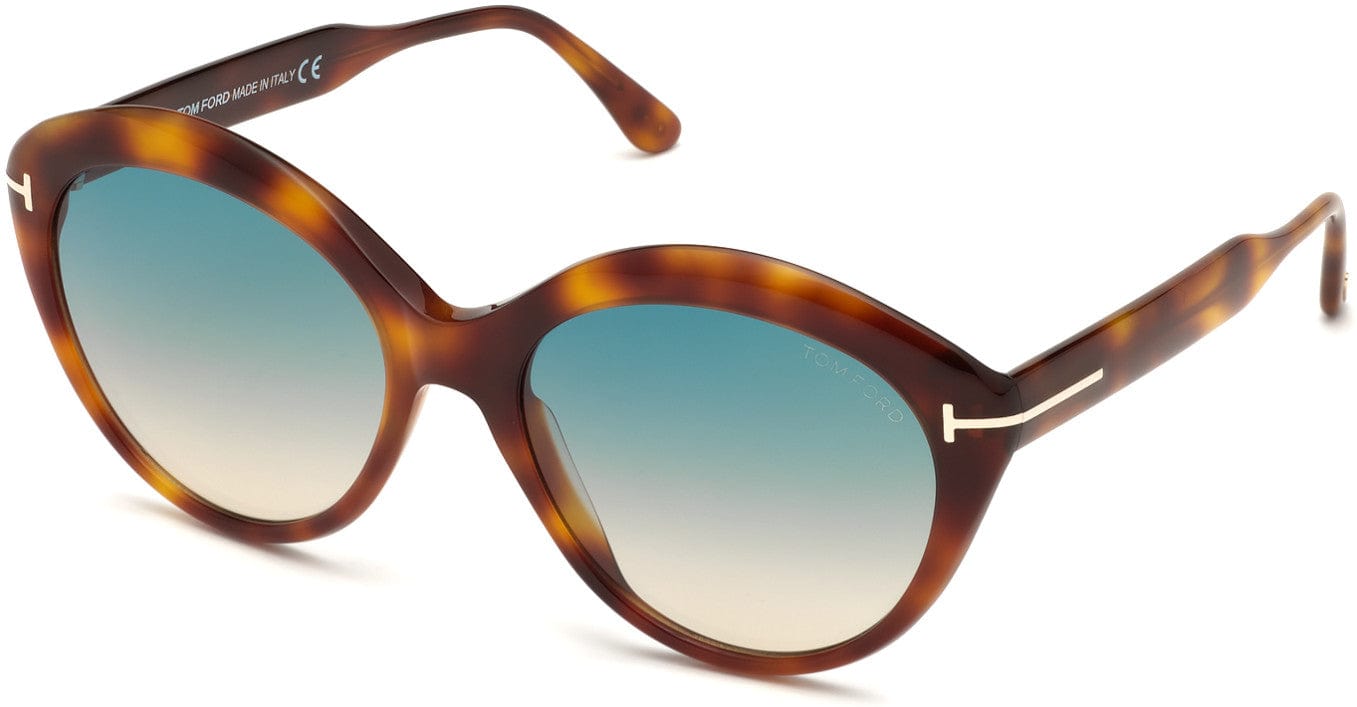 Tom Ford FT0763 Maxine Round Sunglasses 53P-53P - Shiny Classic Havana/ Gradient Turquoise-To-Sand Lenses
