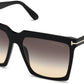Tom Ford FT0764 Sabrina-02 Square Sunglasses 01B-01B - Shiny Black/ Smoke Gradient Yellow Lenses