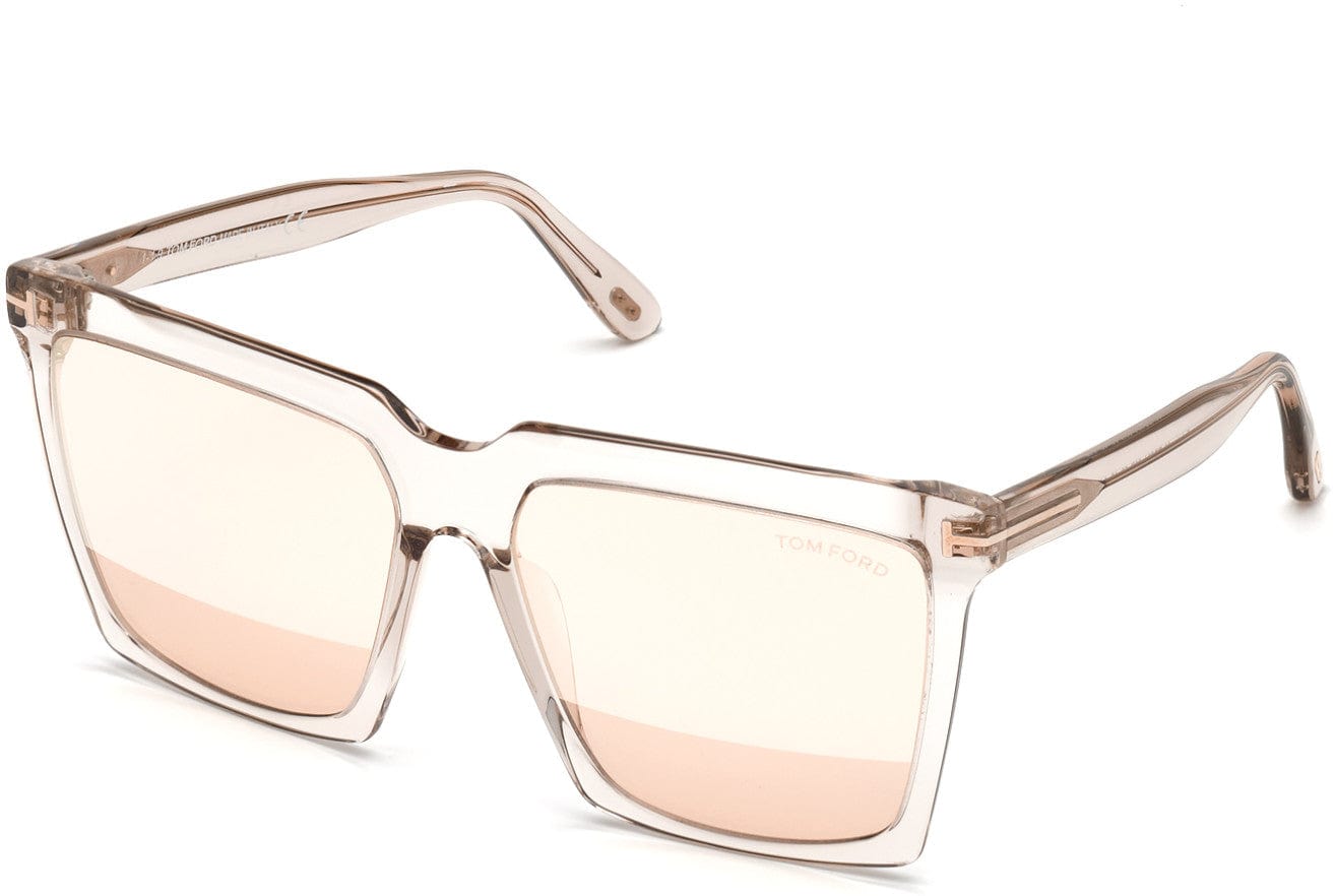 Tom Ford FT0764 Sabrina-02 Square Sunglasses 20Z-20Z - Shiny Transparent Light Sand/ Rose Gold Flash Lenses (Ss20 Adv)