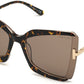 Tom Ford FT0766 Square Sunglasses 56J-56J - Dark Havana & Transparent Lt. Grey W. Rose Gold Temples/ Roviex Lenses