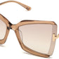 Tom Ford FT0766 Square Sunglasses 57G-57G - Rosãƒâ¨ Champagne W. Rose Gold Temples/ Grad. Brown Silver Flash Lense