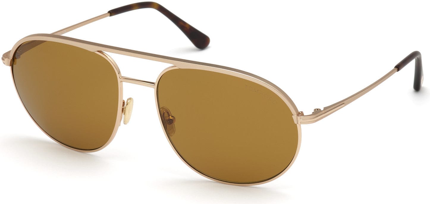Tom Ford FT0772 Gio Pilot Sunglasses 29E-29E - Shiny Rose Gold W. Matte Rose Gold Temples/ Vintage Brown Lenses