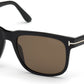 Tom Ford FT0775-D Stephenson Square Sunglasses 01H-01H - Shiny Black/ Brown Polarized Lenses