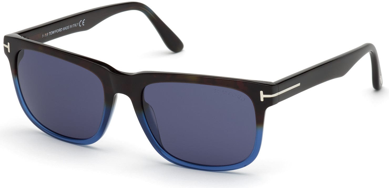 Tom Ford FT0775 Stephenson Square Sunglasses 55V-55V - Gradient Havana-To-Blue W. Blue Havana Temples/ Blue Lenses