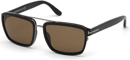 Tom Ford FT0780 Anders Square Sunglasses 01J-01J - Shiny Black  / Roviex Lenses