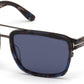 Tom Ford FT0780 Anders Square Sunglasses 55V-55V - Blue Havana/ Blue Lenses