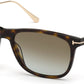 Tom Ford FT0813 Caleb Rectangular Sunglasses 52G-52G - Shiny Dark Havana/ Brown Mirrored Lenses