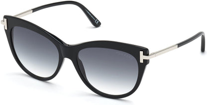 Tom Ford FT0821 Kira Cat Sunglasses 01B-01B - Shiny Black W. Shiny Palladium Temples / Smoke Lenses