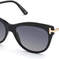 Tom Ford FT0821 Kira Cat Sunglasses 01D-01D - Shiny Black W. Rose Gold Temples / Polarized Gradient Smoke Lenses
