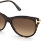 Tom Ford FT0821 Kira Cat Sunglasses 52F-52F - Shiny Dark Havana W. Rose Gold Temples / Gradient Brown Lenses