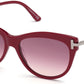 Tom Ford FT0821 Kira Cat Sunglasses 69T-69T - Shiny Red W. Light Ruthenium Temples / Grad. Burgundy Lenses