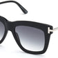 Tom Ford FT0822 Dasha Square Sunglasses 01B-01B - Shiny Black W. Shiny Palladium Temples / Smoke Lenses