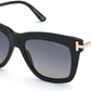 Tom Ford FT0822 Dasha Square Sunglasses 01D-01D - Shiny Black W. Rose Gold Temples / Polarized Gradient Smoke Lenses
