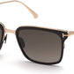 Tom Ford FT0831 Hayden Square Sunglasses 01K-01K - Shiny Black Front W. Shiny Rose Gold Metal / Gradient Roviex Lenses