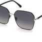 Tom Ford FT0839 Claudia-02 Geometric Sunglasses 01D-01D - Shiny Palladium, Black / Polarized Gradient Smoke Lenses