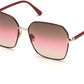 Tom Ford FT0839 Claudia-02 Geometric Sunglasses 69F-69F - Shiny Rose Gold, Shiny Bordeaux/ Gradient Brown To Pink To Sand Lenses