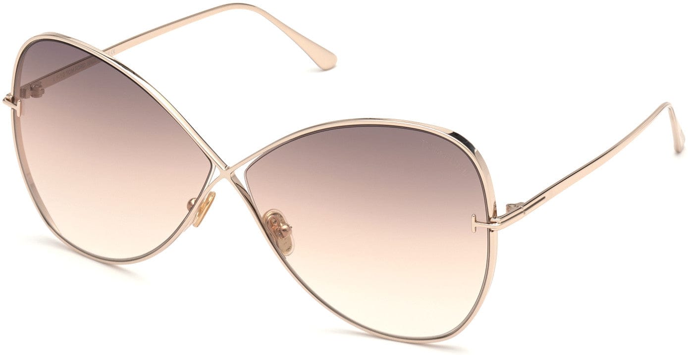 Tom Ford FT0842 Nickie Butterfly Sunglasses 28F-28F - Shiny Rose Gold / Gradient Brown To Light Brown To Sand Lenses