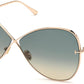 Tom Ford FT0842 Nickie Butterfly Sunglasses 28P-28P - Shiny Rose Gold / Gradient Turquoise To Sand Lenses
