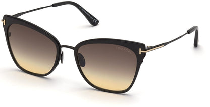 Tom Ford FT0843 Faryn Cat Sunglasses 01B-01B - Shiny Black Front W. Shiny Rose Gold / Grad. Smoke-To-Yellow Lenses