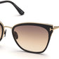 Tom Ford FT0843 Faryn Cat Sunglasses 01F-01F - Shiny Black Front W. Shiny Rose Gold / Peach Lenses
