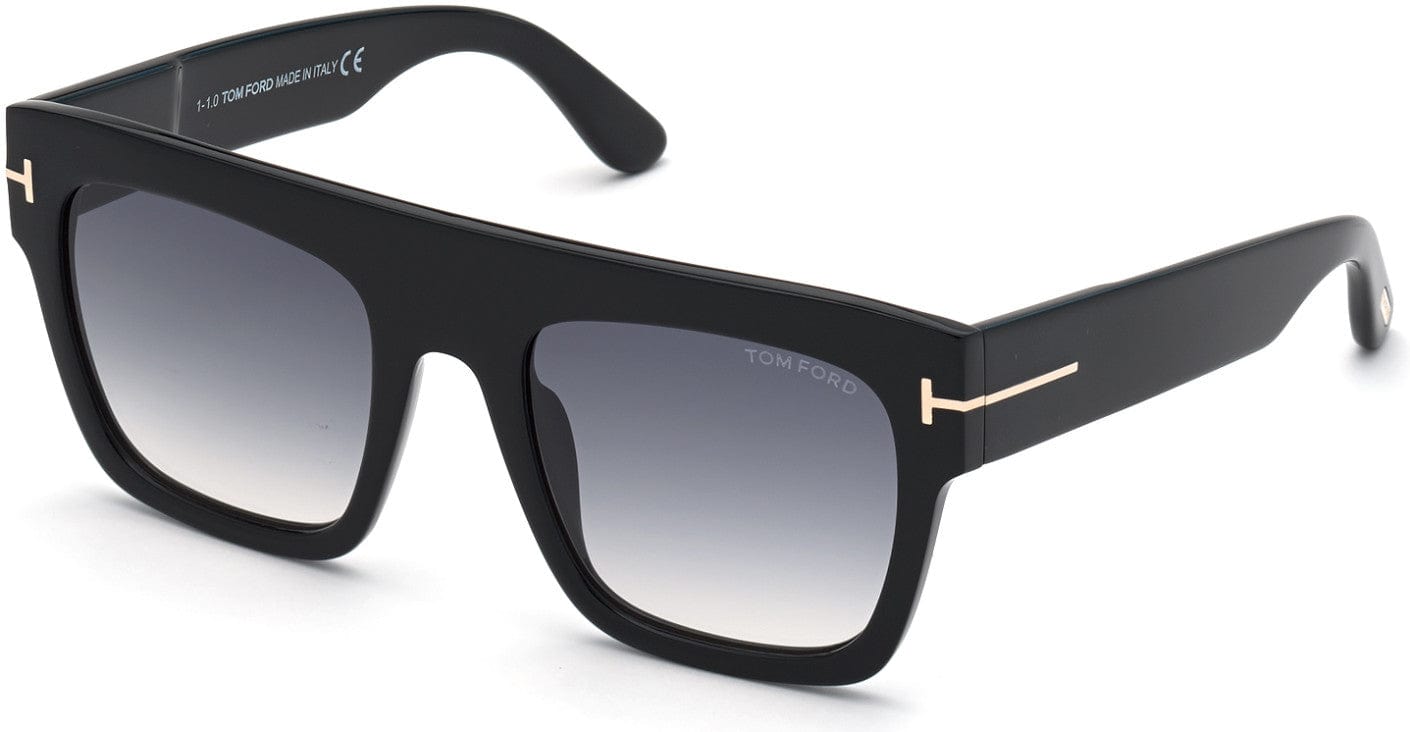 Tom Ford FT0847 Renee Square Sunglasses 01B-01B - Shiny Black / Gradient Smoke Lenses