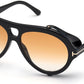 Tom Ford FT0882 Neughman Pilot Sunglasses 01B-01B - Shiny Black / Gradient Amber Lenses