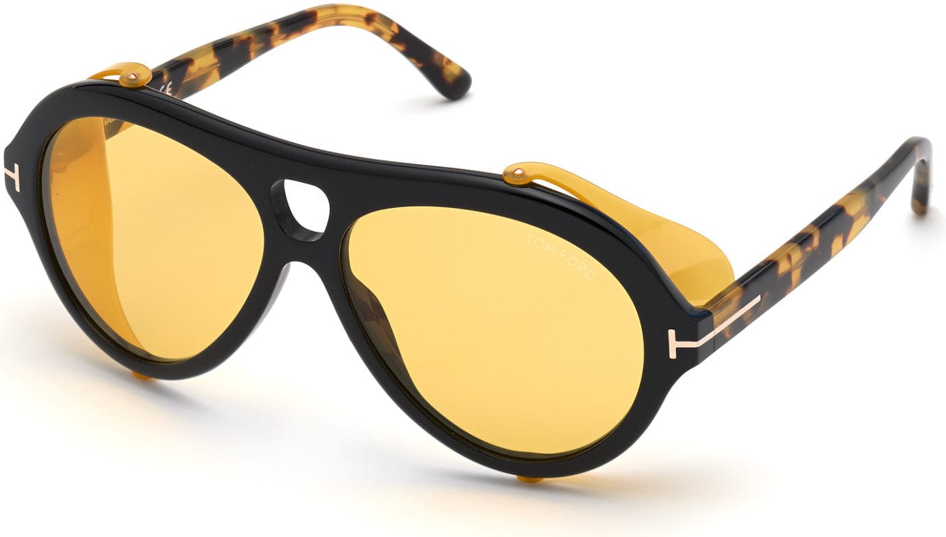 Tom Ford FT0882 Neughman Pilot Sunglasses 01E-01E - Shiny Milky Amber, Shiny Tortoise / Amber Lenses (Fw20 Adv)