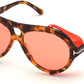 Tom Ford FT0882 Neughman Pilot Sunglasses 54S-54S - Shiny Transparent Red, Shiny Honey Havana / Orange Lenses (Fw20 Adv)