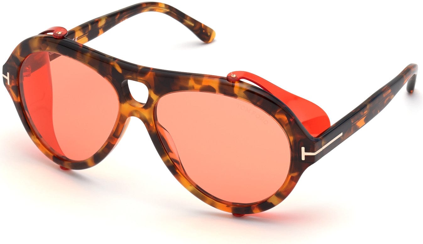 Tom Ford FT0882 Neughman Pilot Sunglasses 54S-54S - Shiny Transparent Red, Shiny Honey Havana / Orange Lenses (Fw20 Adv)