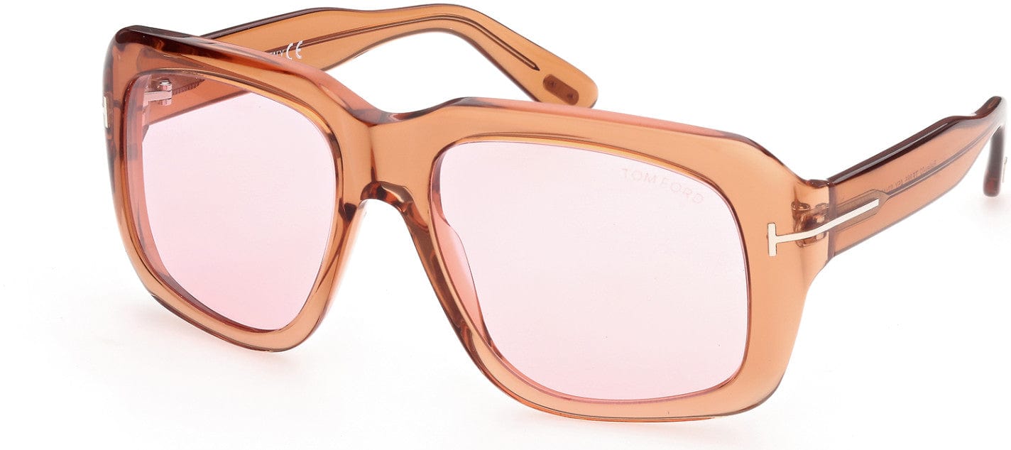 Tom Ford FT0885 Bailey-02 Geometric Sunglasses 45Y-45Y - Shiny Transparent Peach / Pink Lenses - Ss21 Adv Style