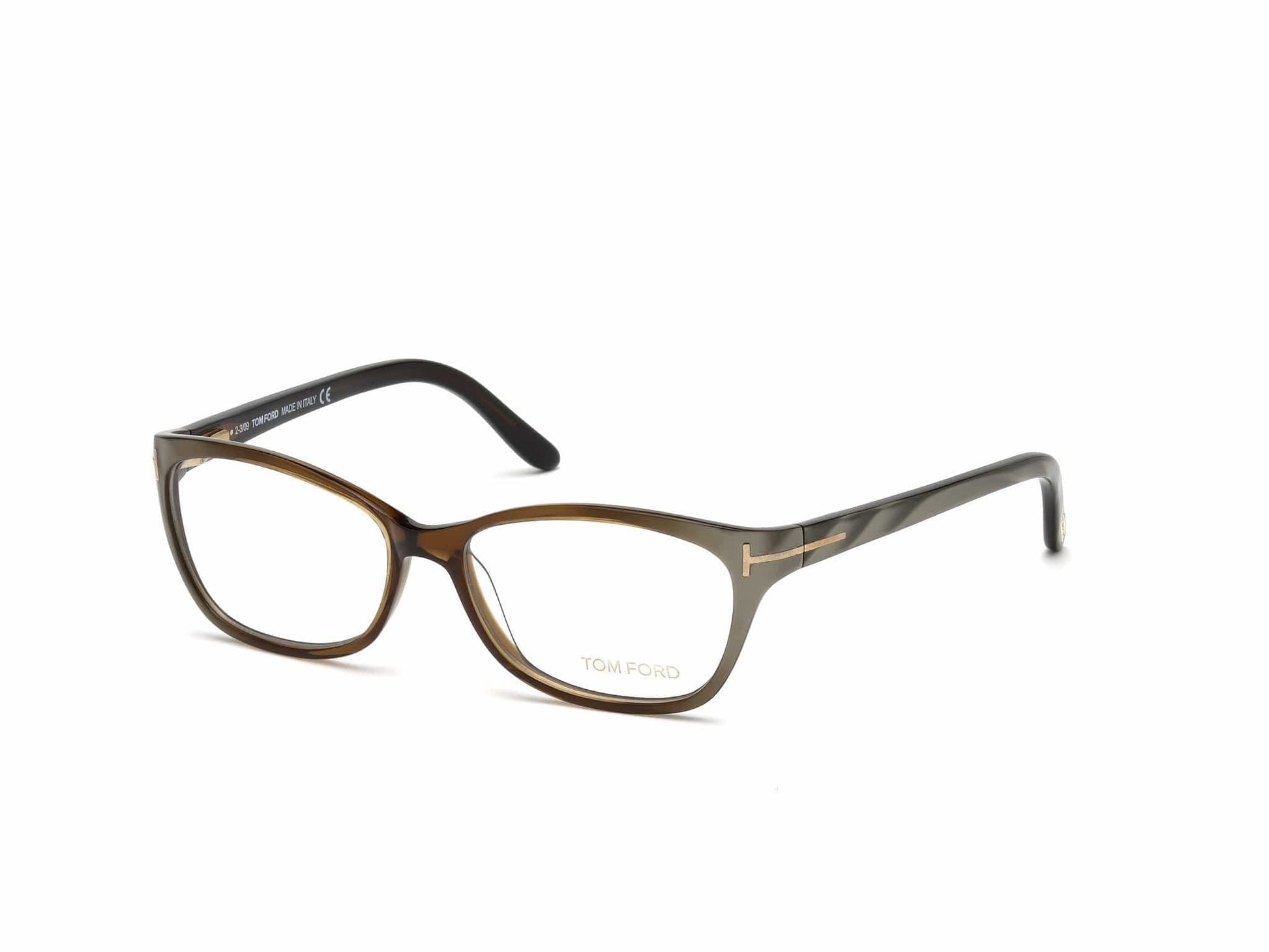 Tom Ford FT5142 Geometric Eyeglasses 050-050 - Shiny Dark Brown