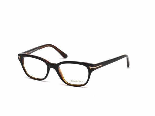 Tom Ford FT5207 Geometric Eyeglasses 005-005 - Shiny Black Havana