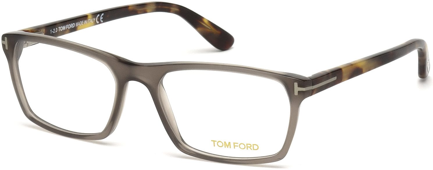 Tom Ford FT5295 Geometric Eyeglasses 020-020 - Matte Grey Front, Havana Temples