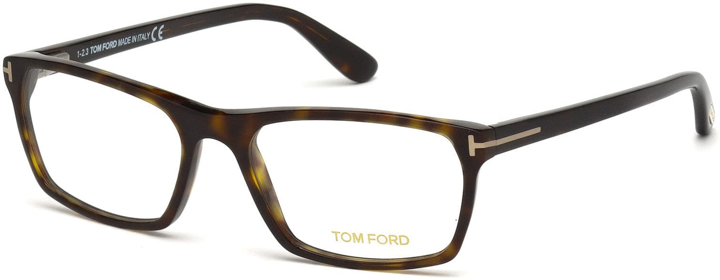 Tom Ford FT5295 Geometric Eyeglasses 052-052 - Matte Classic Havana, Shiny Classic Havana