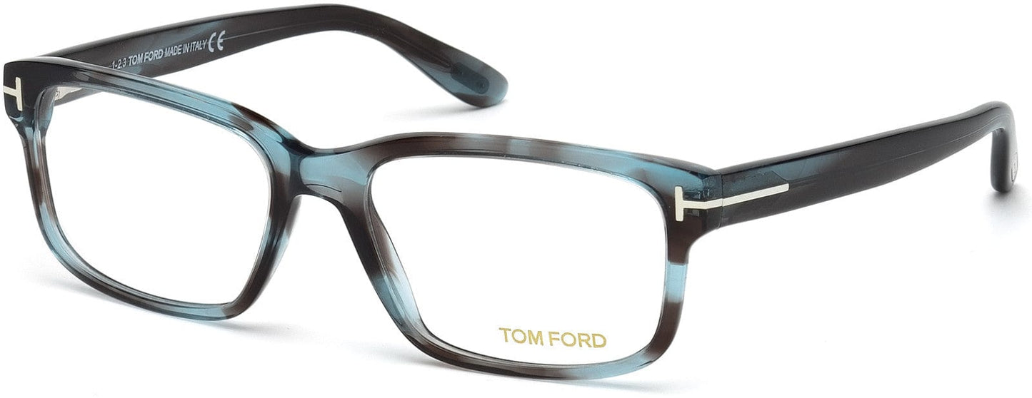 Tom Ford FT5313 Geometric Eyeglasses 086-086 - Grey, Light Blue Melange