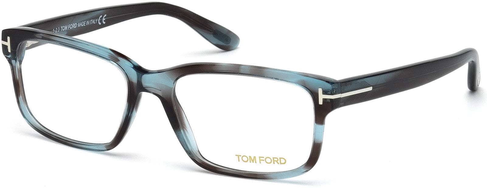 Tom Ford FT5313 Geometric Eyeglasses 086-086 - Grey, Light Blue Melange