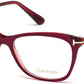 Tom Ford FT5353 Geometric Eyeglasses 026-075 - Shiny Transparent Fuchsia, Shiny Brushed Light Ruthenium