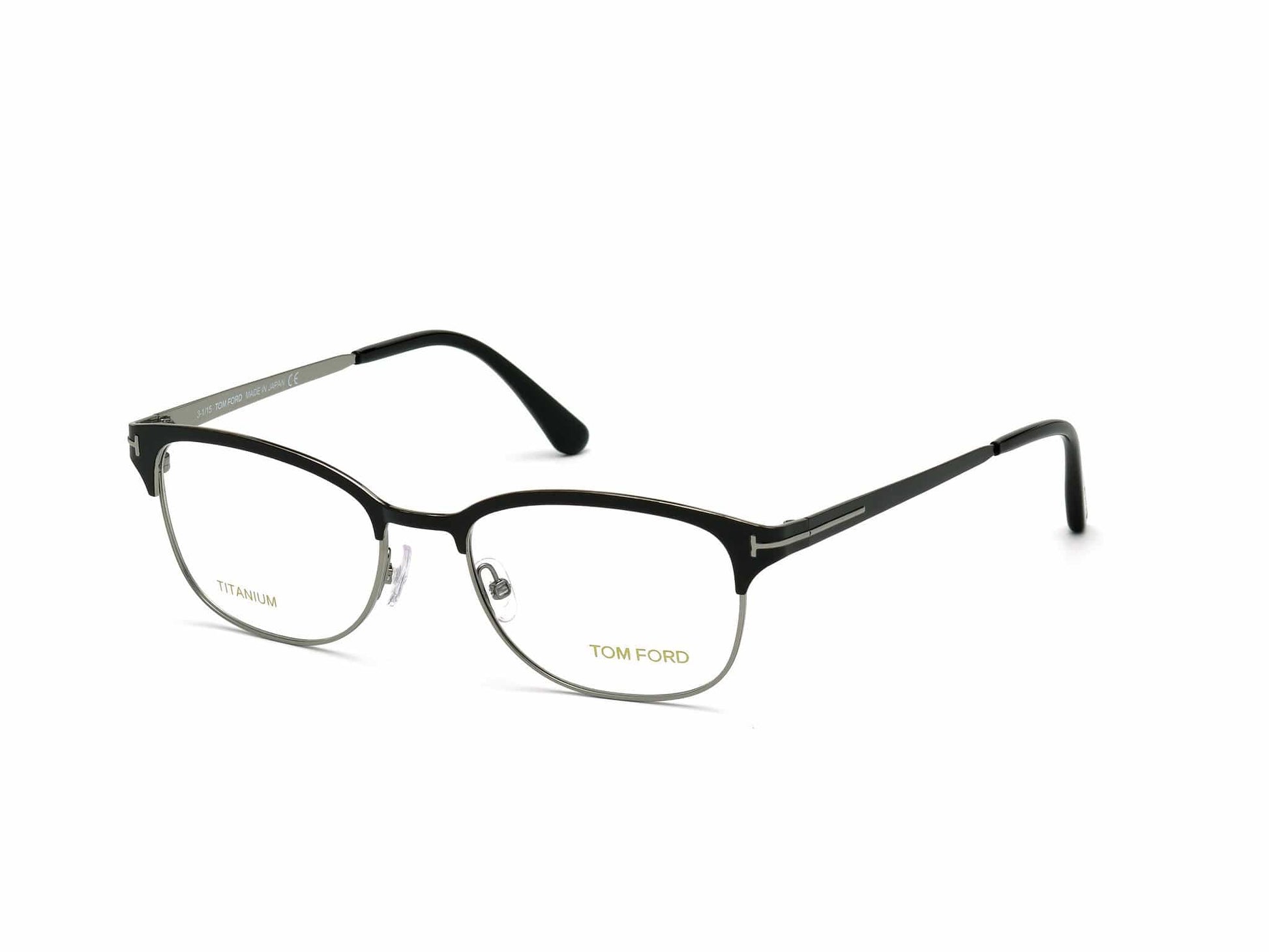 Tom Ford FT5381 Geometric Eyeglasses 005-005 - Black, Light Ruthenium