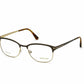Tom Ford FT5381 Geometric Eyeglasses 050-050 - Brushed Dark Brown, Vintage Havana, Rose Gold