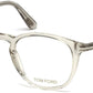 Tom Ford FT5401 Round Eyeglasses 020-020 - Shiny Transparent Grey, Shiny Palladium "t" Logo
