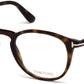 Tom Ford FT5401 Round Eyeglasses 052-052 - Shiny Classic Dark Havana, Shiny Rose Gold "t" Logo