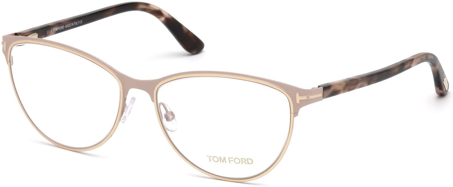 Tom Ford FT5420 Cat Eyeglasses 074-074 - Matte Rose Nude, Shiny Rose Gold, Antique Pink Havana Temples