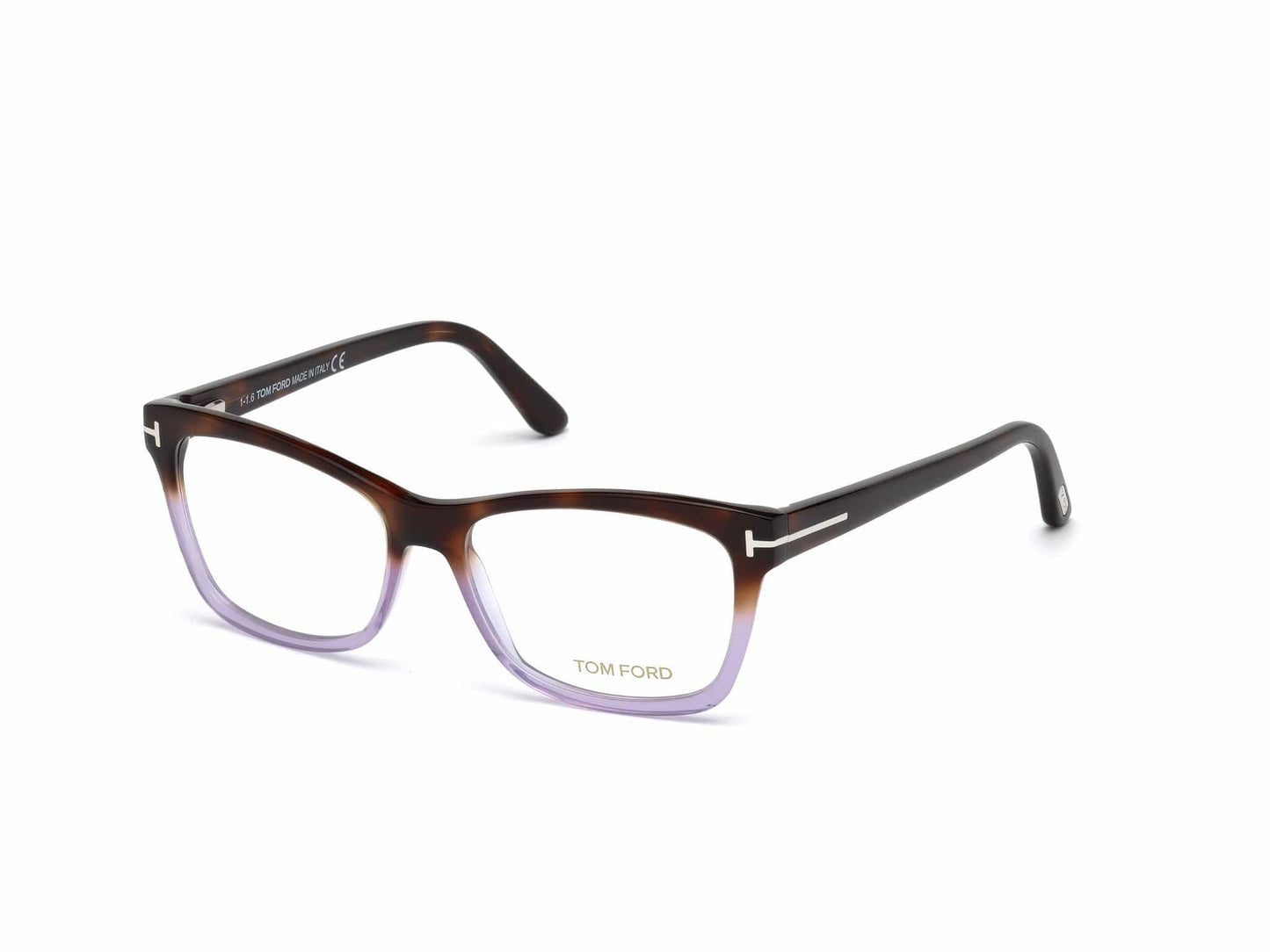 Tom Ford FT5424 Geometric Eyeglasses 56A-56A - Gradient Havana-To-Peach, Blonde Havana, Shiny Rose Gold  "t" Logo