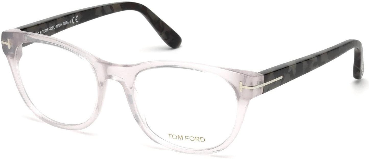 Tom Ford FT5433 Geometric Eyeglasses 020-020 - Shiny Milky Grey, Shiny Grey Havana