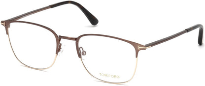 Tom Ford FT5453 Geometric Eyeglasses 049-049 - Matte Dark Brown, Shiny Rose Gold