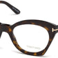 Tom Ford FT5456 Cat Eyeglasses 052-052 - Shiny Dark Havana, Shiny Rose Gold "t" Logo