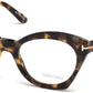 Tom Ford FT5456 Cat Eyeglasses 056-056 - Shiny Tortoise, Shiny Rose Gold "t" Logo