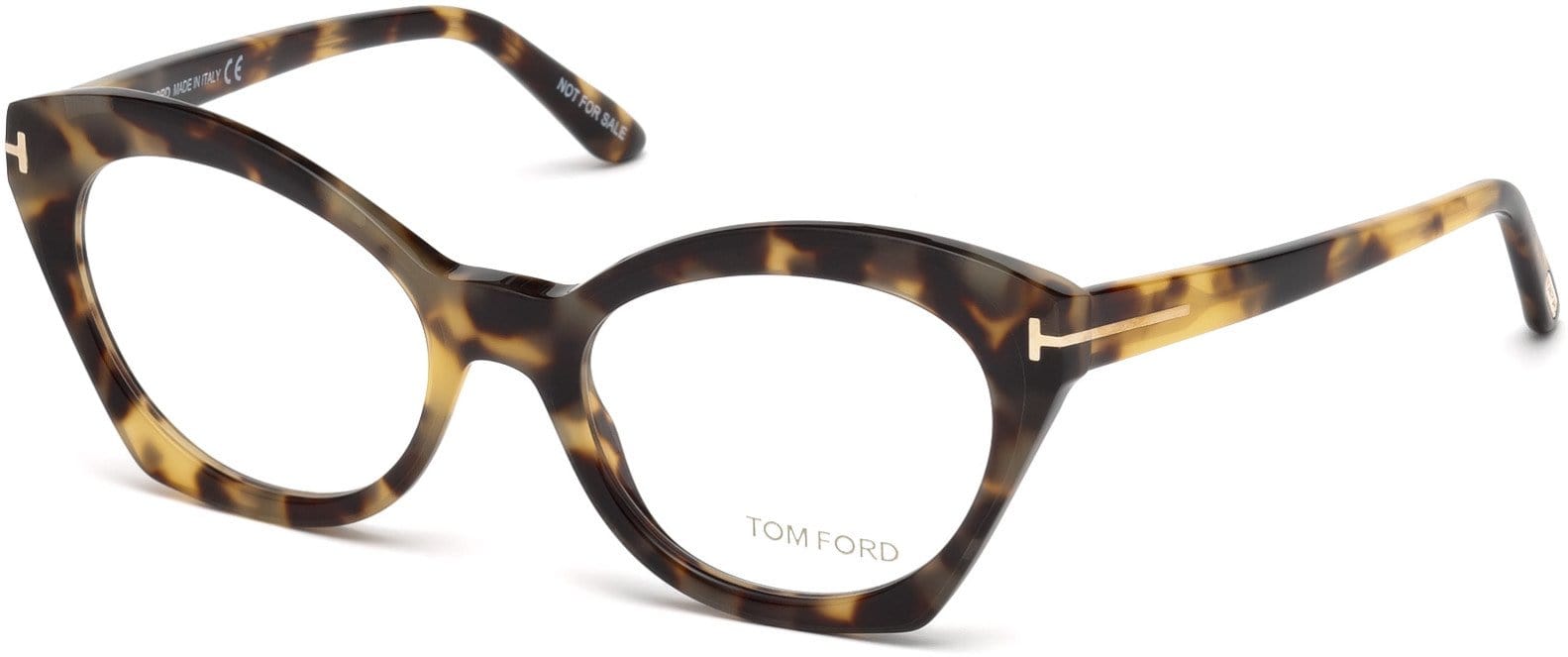 Tom Ford FT5456 Cat Eyeglasses 056-056 - Shiny Tortoise, Shiny Rose Gold "t" Logo